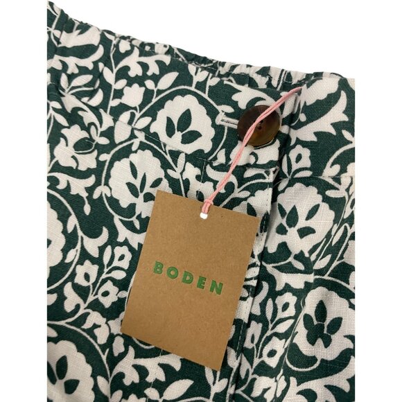 Boden Womens Pants UK 14 US 10 Cropped Green Enchanting Bloom Linen R0359 NWT - Picture 5 of 11